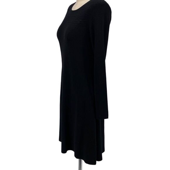 Tahari Women's Long-Sleeve Scoop Neck Swing Knit Dress Black Small - Picture 2 of 10